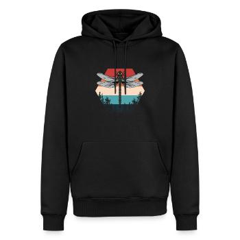 Retro Libelle Natur Insekten - Männer Premium Bio Hoodie - Schwarz - Vorne - Nico (187cm)