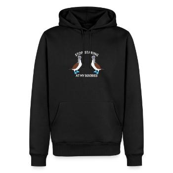 Stop Staring Boobies Blaufußtölpel Vogel - Männer Premium Bio Hoodie - Schwarz - Vorne - Nico (187cm)