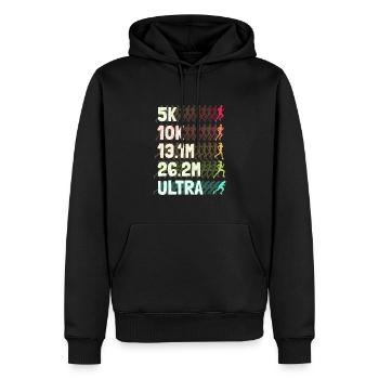 Course à pied de marathonien ultramarathon - Sweat à capuche Premium bio Homme - noir - Devant - Nico (187cm)