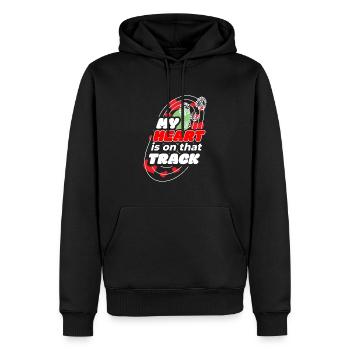 Heart is on that Track And Field Mom - Männer Premium Bio Hoodie - Schwarz - Vorne - Nico (187cm)