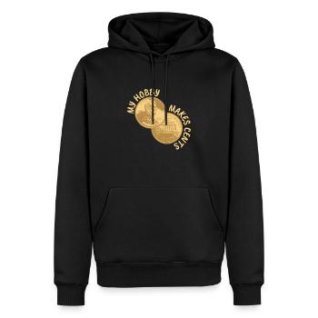 My Hobby Makes Cents Numismatic Coins - Men’s Premium Organic Hoodie - black - Front - Nico (187cm)