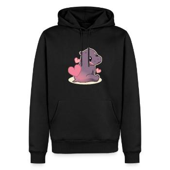 Kawaii Nilpferd Süß Hippo Kinder - Männer Premium Bio Hoodie - Schwarz - Vorne - Nico (187cm)
