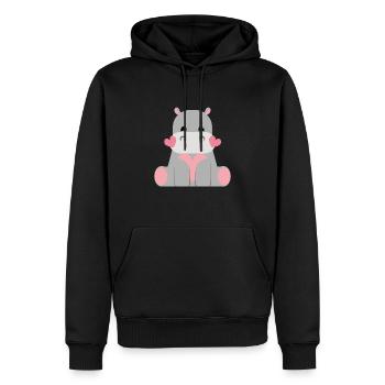 Süßes Nilpferd Hippo Kinder - Männer Premium Bio Hoodie - Schwarz - Vorne - Nico (187cm)