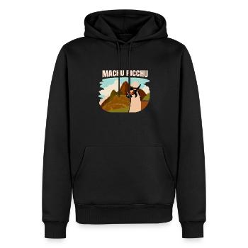 Machu Picchu Lama und Bergpanorama - Männer Premium Bio Hoodie - Schwarz - Vorne - Nico (187cm)