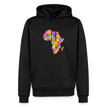Carte colorée de l’Afrique - Sweat à capuche Premium bio Homme - noir - Devant - Nico (187cm)