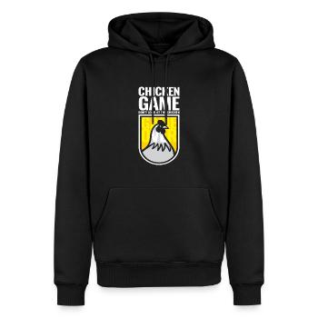 Chicken Game Don´t Look At The Chicken - Männer Premium Bio Hoodie - Schwarz - Vorne - Nico (187cm)