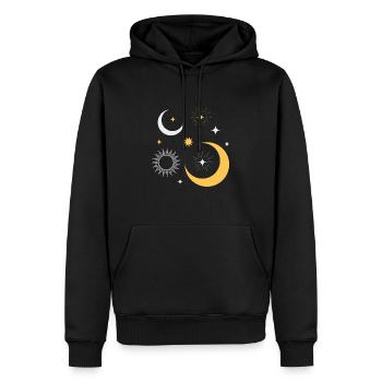 Sonne und Mond Sterne Universum - Männer Premium Bio Hoodie - Schwarz - Vorne - Nico (187cm)