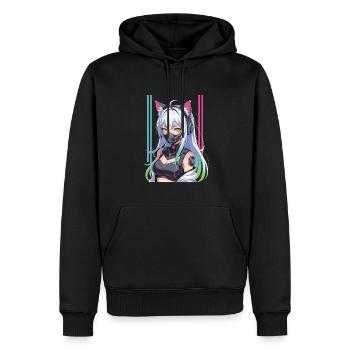 Futuristische Cyberpunk Girl - Männer Premium Bio Hoodie - Schwarz - Vorne - Nico (187cm)