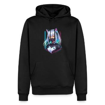 Cyberpunk Fille Future Oreilles de chat - Sweat à capuche Premium bio Homme - noir - Devant - Nico (187cm)