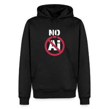 PAS d’IA Stop L’IA signe contre l’IA - Sweat à capuche Premium bio Homme - noir - Devant - Nico (187cm)