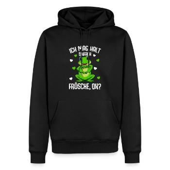 Frosch Ich mag halt Frösche Kinder - Männer Premium Bio Hoodie - Schwarz - Vorne - Nico (187cm)