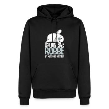 Robbe Seehund Seelöwe Robben Mädchen - Männer Premium Bio Hoodie - Schwarz - Vorne - Nico (187cm)