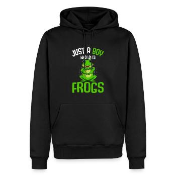 Frosch Junge Haustier Frösche - Männer Premium Bio Hoodie - Schwarz - Vorne - Nico (187cm)