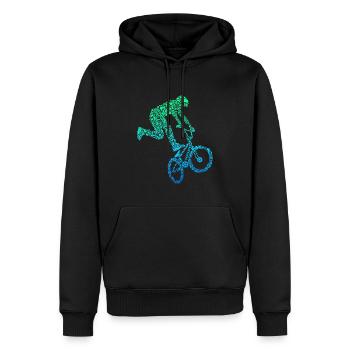 BMX Stunt Dirt Bike Freestyle Rider - Sweat à capuche Premium bio Homme - noir - Devant - Nico (187cm)