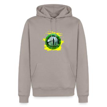 AUGE - Männer Premium Bio Hoodie - Taupe - Vorne - Nico (187cm)