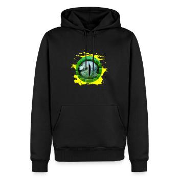 EYE - Men’s Premium Organic Hoodie - black - Front - Nico (187cm)