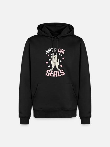 Robben Mädchen Kinder Geschenk - Männer Premium Bio Hoodie - Schwarz