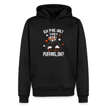 Puffin Ich mag halt Puffins Papageitaucher Mädchen - Männer Premium Bio Hoodie - Schwarz - Vorne - Nico (187cm)