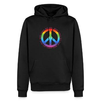 Make Peace not War - Peace Zeichen - Frieden LGBTQ - Männer Premium Bio Hoodie - Schwarz - Vorne - Nico (187cm)