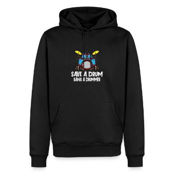 Drummer Drums Music Drum Set Drumming - Men’s Premium Organic Hoodie - black - Front - Nico (187cm)