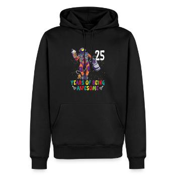 25e anniversaire Astronaute Astronomie Système solaire - Sweat à capuche Premium bio Homme - noir - Devant - Nico (187cm)