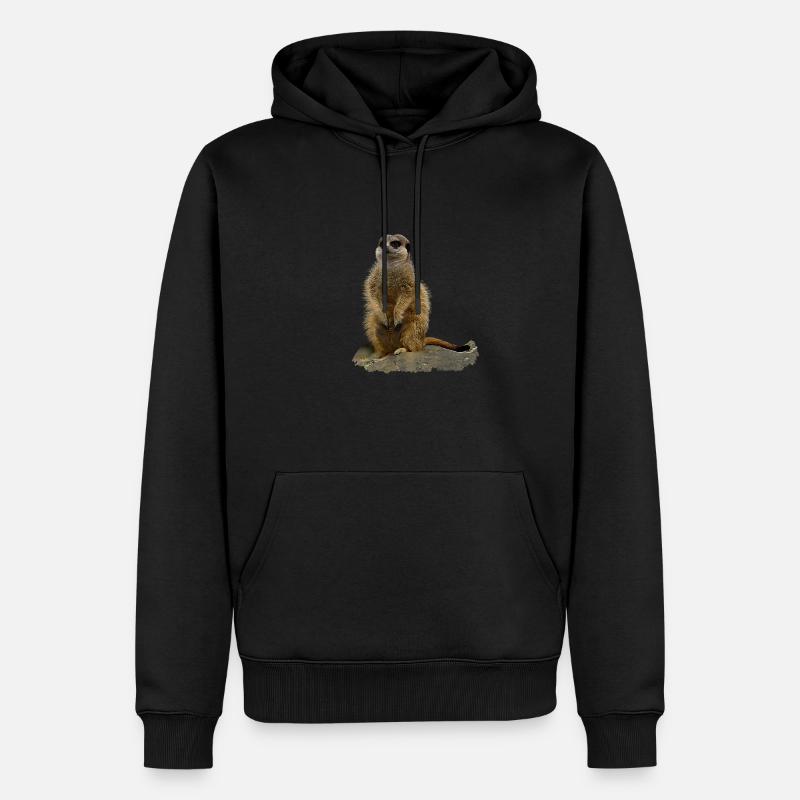 Erdmännchen - Wer ist da? - Männer Premium Bio Hoodie - Schwarz
