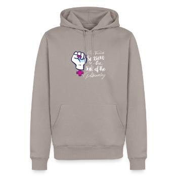 Féminisme Empowerment Pro-choix Pro Avortement - Sweat à capuche Premium bio Homme - taupe - Devant - Nico (187cm)