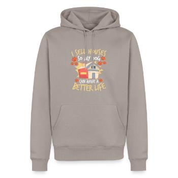 Real Estate Agent Realtor Dog Lover Dog Owner - Men’s Premium Organic Hoodie - taupe - Front - Nico (187cm)