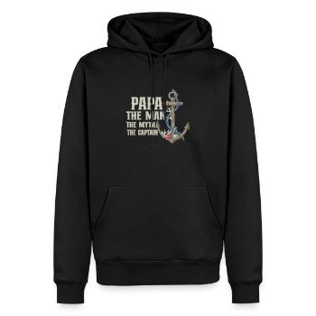Bateau Papa Capitaine de bateau Ponton Marin Croisière - Sweat à capuche Premium bio Homme - noir - Devant - Nico (187cm)