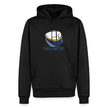 Bateau Papa Capitaine de bateau Ponton Marin Croisière - Sweat à capuche Premium bio Homme - noir - Devant - Nico (187cm)
