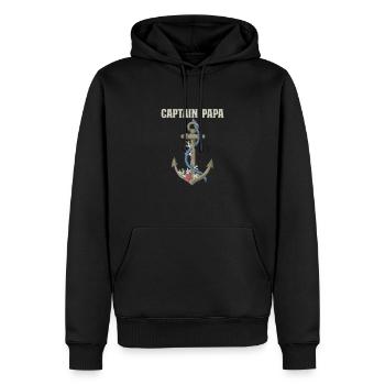 Bateau Papa Capitaine de bateau Ponton Marin Croisière - Sweat à capuche Premium bio Homme - noir - Devant - Nico (187cm)