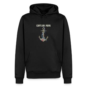 Bateau Papa Capitaine de bateau Ponton Marin Croisière - Sweat à capuche Premium bio Homme - noir - Devant - Nico (187cm)