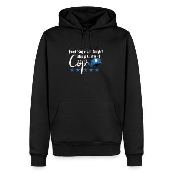 Bureau de police des policiers - Sweat à capuche Premium bio Homme - noir - Devant - Nico (187cm)