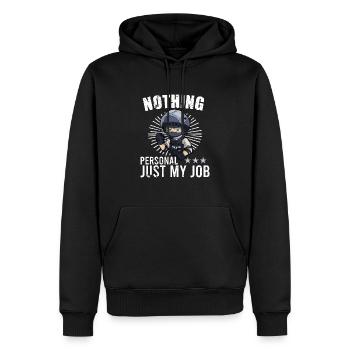 Bureau de police des policiers - Sweat à capuche Premium bio Homme - noir - Devant - Nico (187cm)
