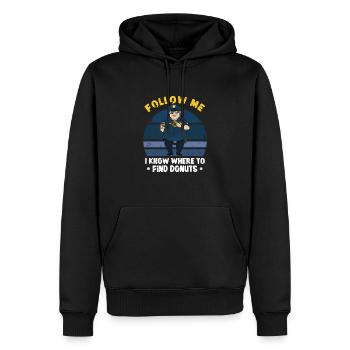Bureau de police des policiers - Sweat à capuche Premium bio Homme - noir - Devant - Nico (187cm)