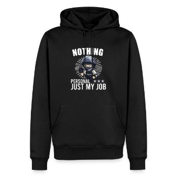 Bureau de police des policiers - Sweat à capuche Premium bio Homme - noir - Devant - Nico (187cm)