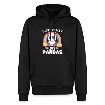 Pandabear Panda Bambou Faune Chine - Sweat à capuche Premium bio Homme - noir - Devant - Nico (187cm)