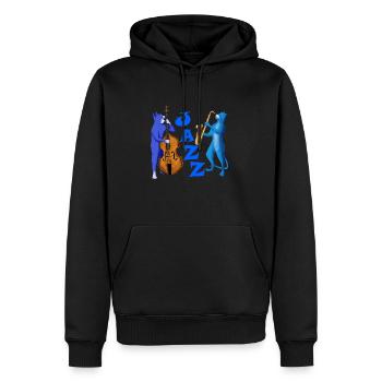 JAZZ CATS - CATS PLAYING SAXOPHONE AND DOUBLE BASS - Men’s Premium Organic Hoodie - black - Front - Nico (187cm)