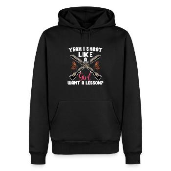 Tontaubenschießen Tontaubenschießen Fallenschießen - Männer Premium Bio Hoodie - Schwarz - Vorne - Nico (187cm)