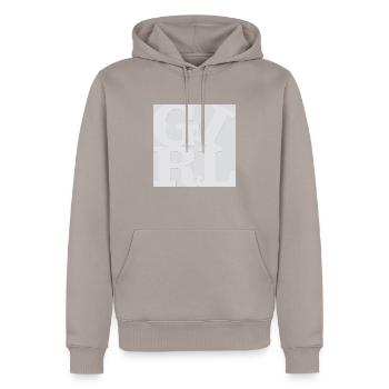 Girl WordPlay art original 2 - Sweat à capuche Premium bio Homme - taupe - Devant - Nico (187cm)