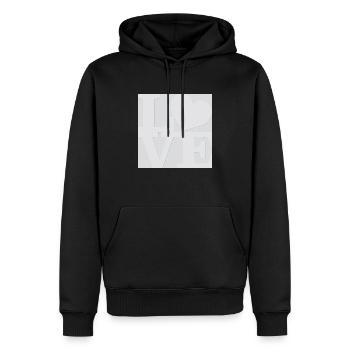 Love WordPlay art original 2 - Sweat à capuche Premium bio Homme - noir - Devant - Nico (187cm)