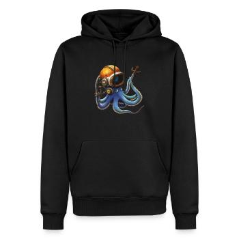 Blue Octopus octopus with helmet Gift idea - Men’s Premium Organic Hoodie - black - Front - Nico (187cm)