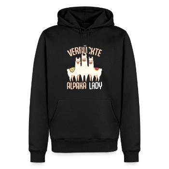 Verrückte Alpaka Lady Damen Alpaka Lama - Männer Premium Bio Hoodie - Schwarz - Vorne - Nico (187cm)
