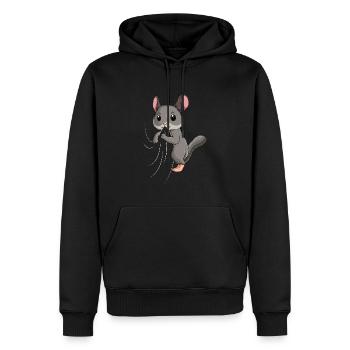 Chinchilla Kinder Mädchen Frauen - Männer Premium Bio Hoodie - Schwarz - Vorne - Nico (187cm)