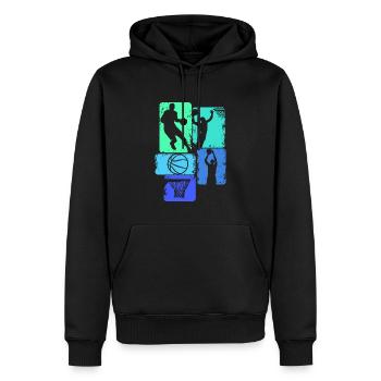 Basketball Basketballer Kinder Jungen Herren - Männer Premium Bio Hoodie - Schwarz - Vorne - Nico (187cm)