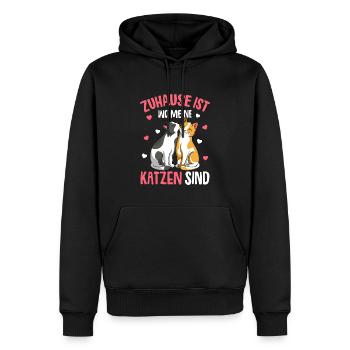 Zuhause ist wo meine Katzen sind Katze Damen - Männer Premium Bio Hoodie - Schwarz - Vorne - Nico (187cm)