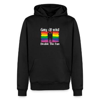 Gay LGBTQ Atheist Atheism Anti Religion Securalism - Männer Premium Bio Hoodie - Schwarz - Vorne - Nico (187cm)