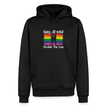 Gay LGBTQ Atheist Atheism Anti Religion Securalism - Männer Premium Bio Hoodie - Schwarz - Vorne - Nico (187cm)