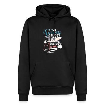 Pilote Aviation Avion Compagnie Aérienne Capitaine Aviator - Sweat à capuche Premium bio Homme - noir - Devant - Nico (187cm)
