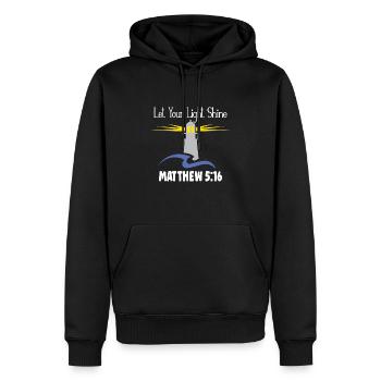 Christianisme Jésus Phare – Laissez votre lumière - Sweat à capuche Premium bio Homme - noir - Devant - Nico (187cm)